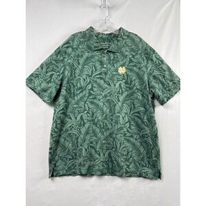 Tommy Bahama IslandZone Polo Shirt Men's XXL Golf Tropical Leaf Print Notre Dame